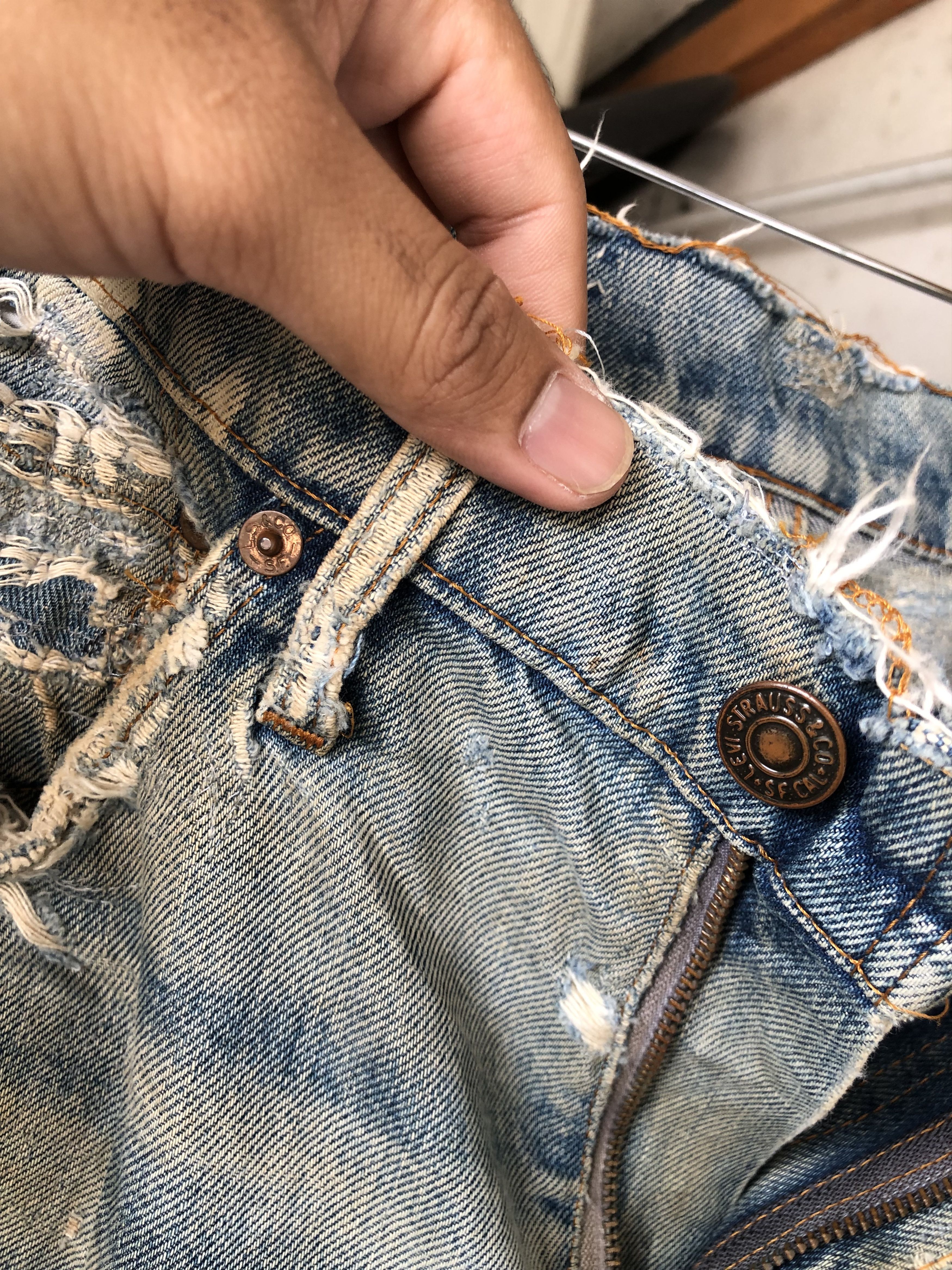 Levi's Vintage 90s Levis Distressed Denim Flare Pants Size US 29 - 14 Thumbnail
