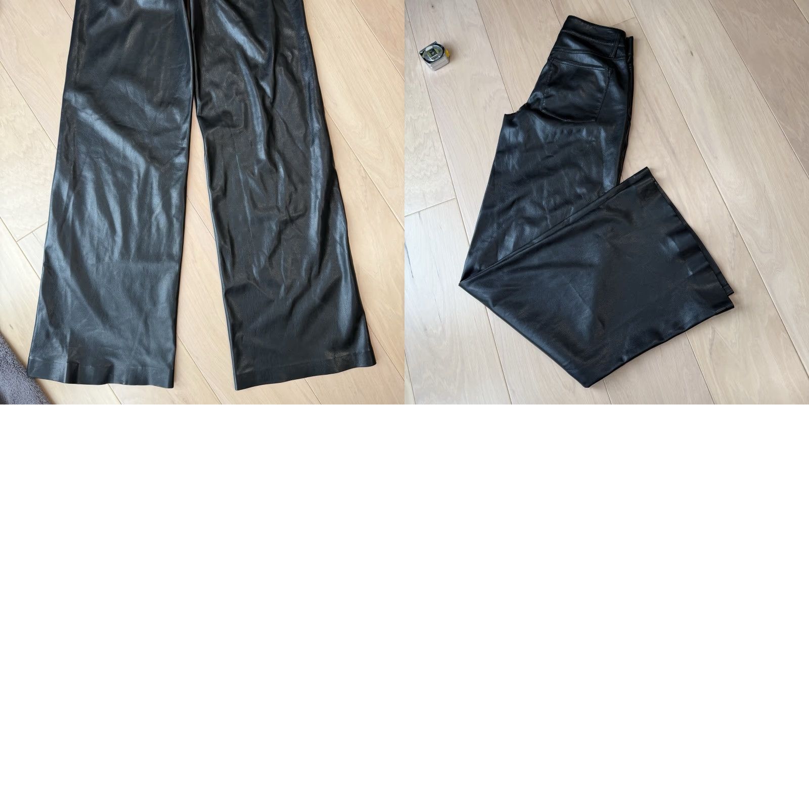 Alice + Olivia Alice + Olivia Faux Leather Pants Women's 0 Black Wide Leg Designer Glam Boho NWT Size 25" / US 0 / IT 36 - 8 Thumbnail