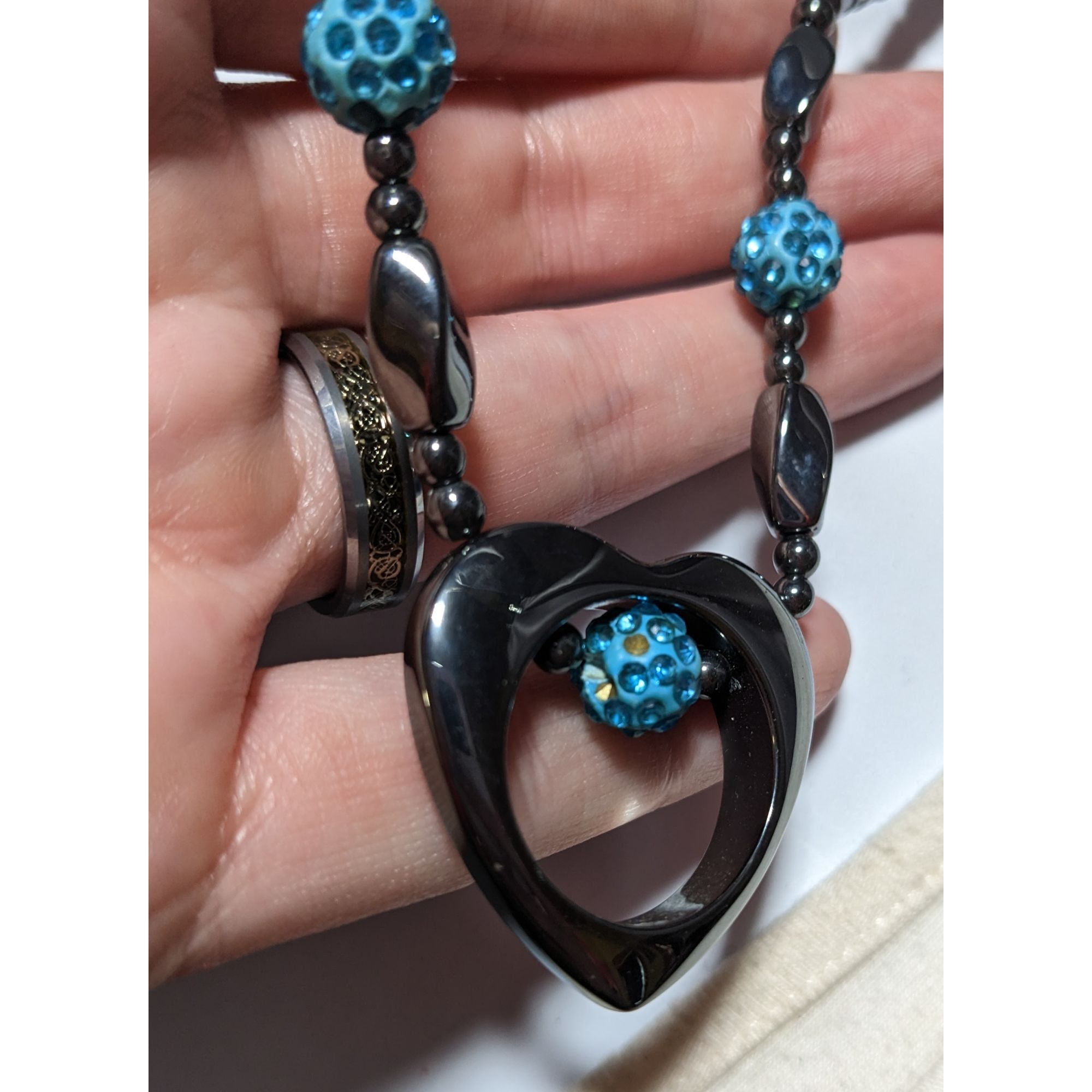 Other Hematite Open Heart Beaded Pendant Necklace Size ONE SIZE - 9 Thumbnail