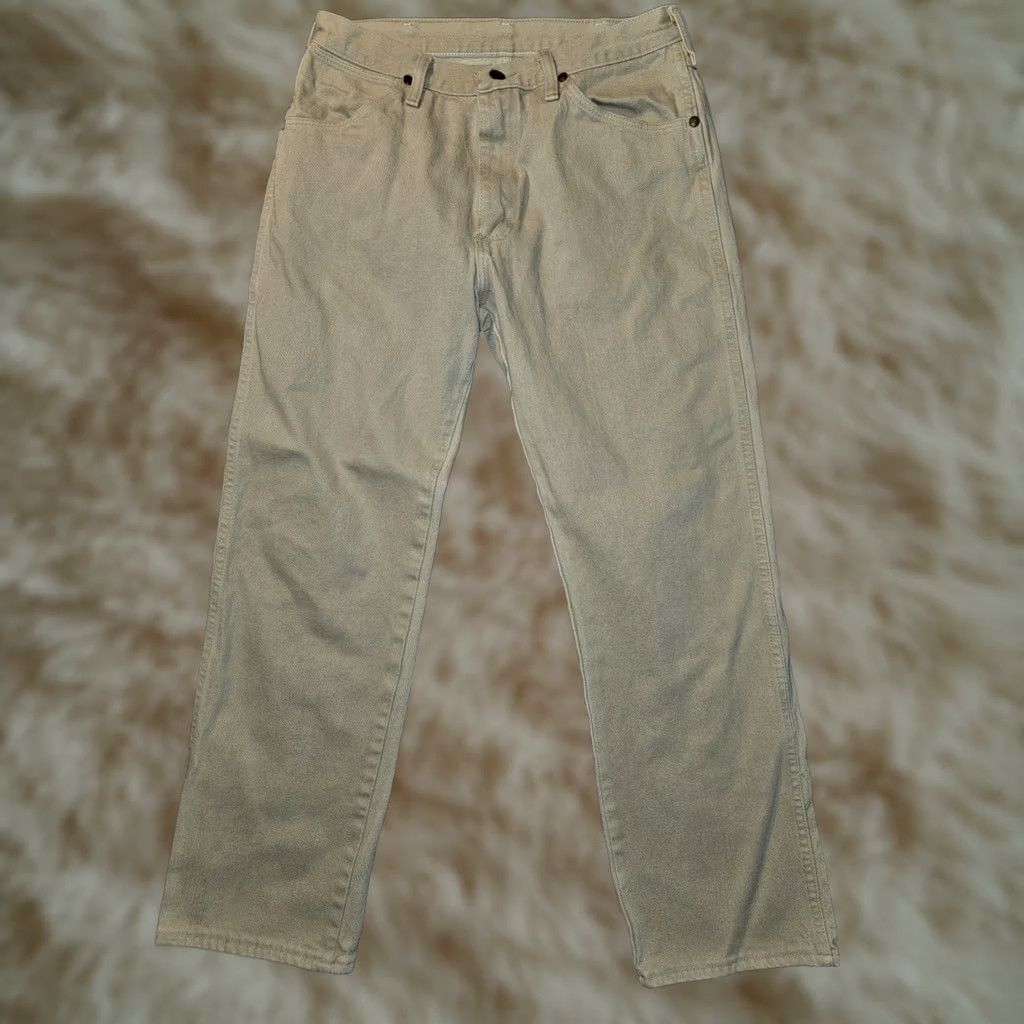 Wrangler VINTAGE Wrangler Jeans Men 33x30 Beige Mid Rise USA Western Cowboy Straight Denim 90s Mens Jeans Size US 33 - 1 Thumbnail