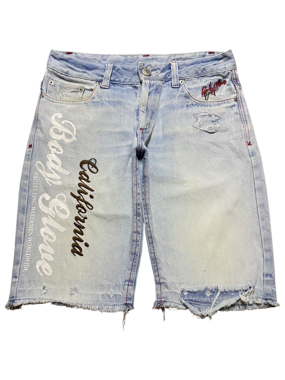 Y2K Body Glove California Strike Distressed Embroidery Short