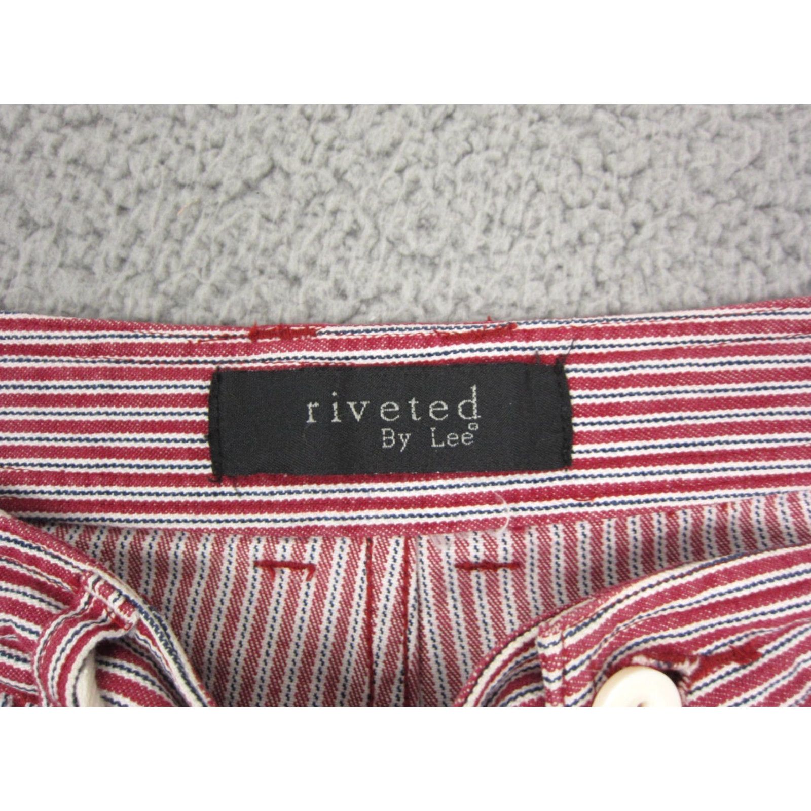 Lee VINTAGE Lee Pants Womens 14 Red Striped Cropped Riveted Talon Zip 80s Drawstring Size 36" / US 14 / IT 50 - 4 Thumbnail