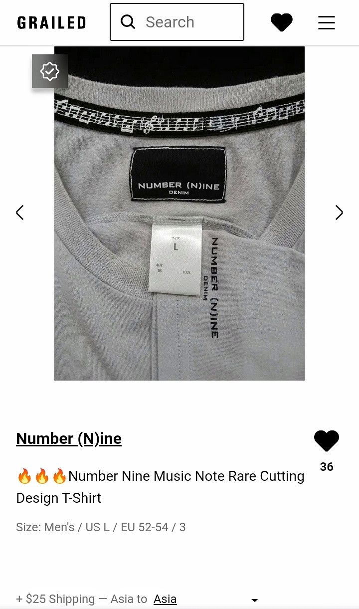 Number (N)ine 🔥🔥🔥Number Nine Music Note Rare Cutting Design T-Shirt Size US L / EU 52-54 / 3 - 10 Thumbnail
