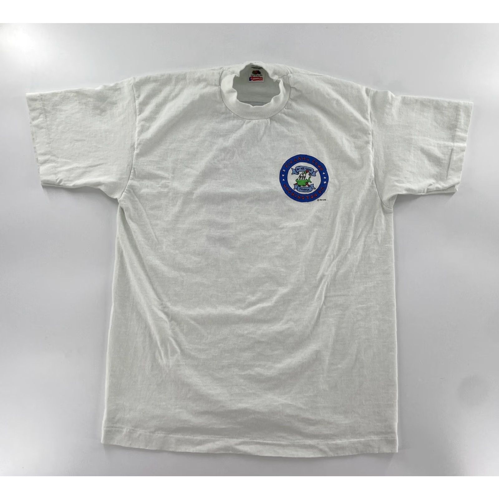 Fruit Of The Loom VINTAGE 90s Piranha Club Political Comedy Graphic Tee Adult Large White Tint Mens Size US L / EU 52-54 / 3 - 2 Thumbnail