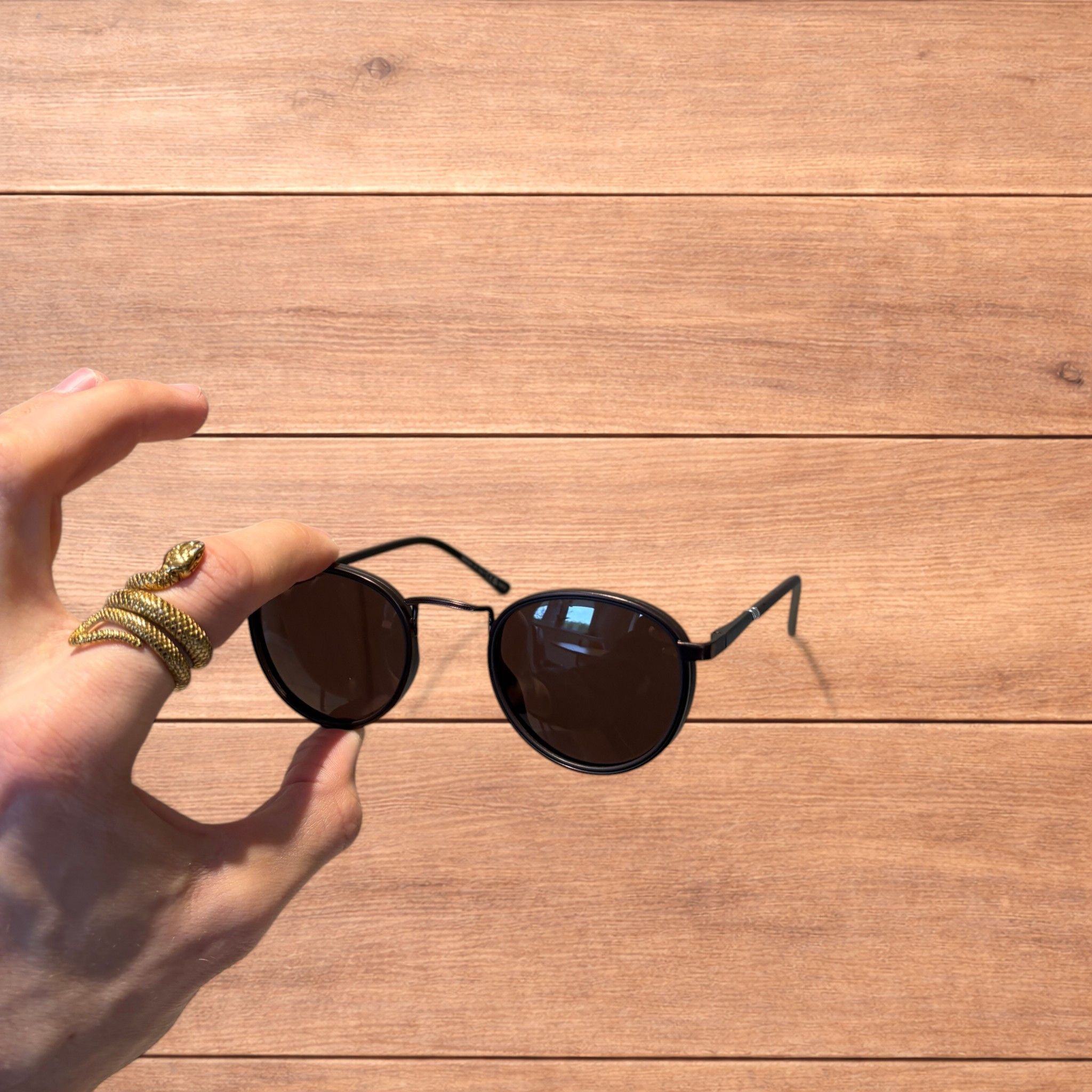 Japanese Brand Vintage steampunk round sunglasses in brown w/ brown lens. Size ONE SIZE - 2 Thumbnail