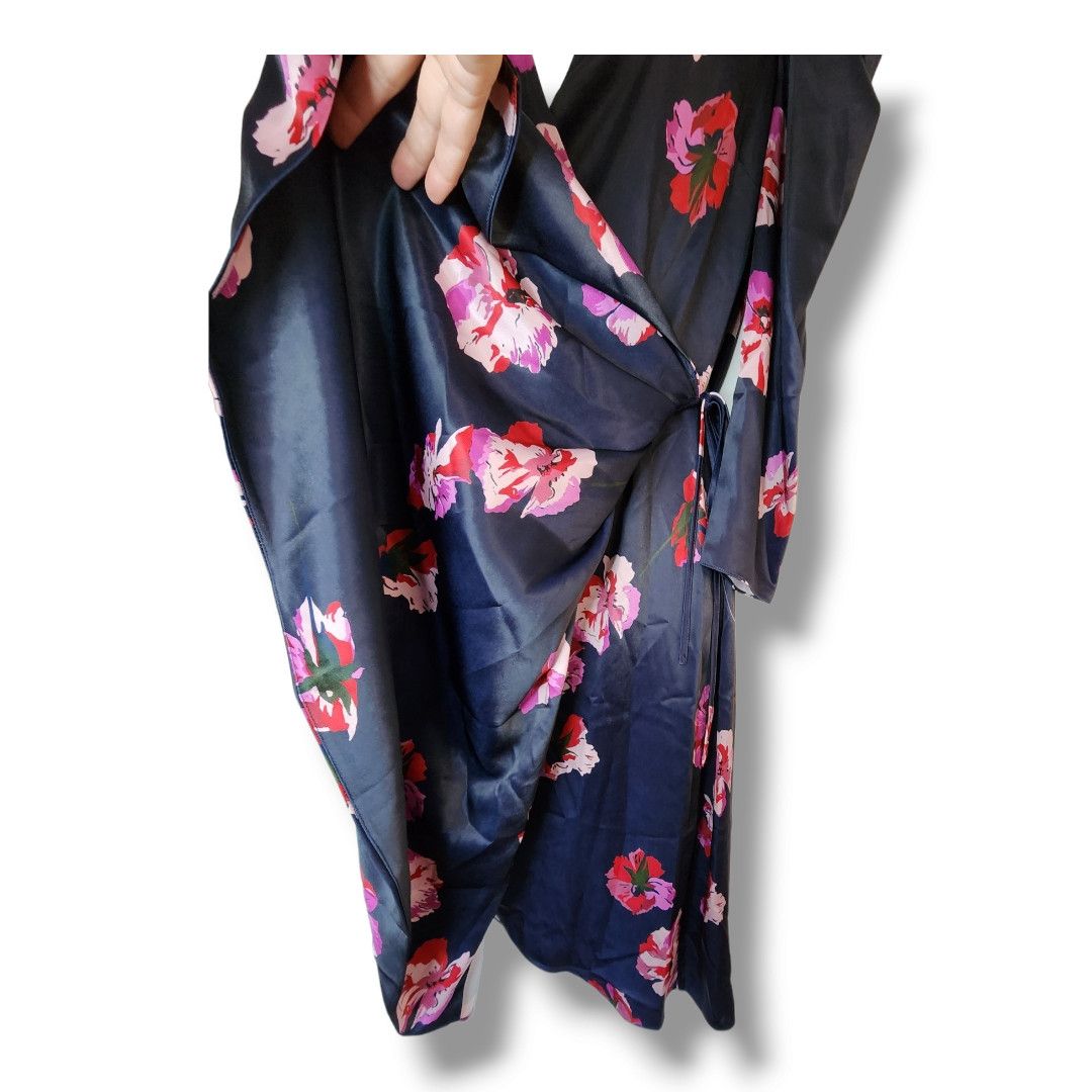 Joie Joie Miltona Navy Blue Floral Midi Wrap Dress Size Small Size S / US 4 / IT 40 - 9 Thumbnail
