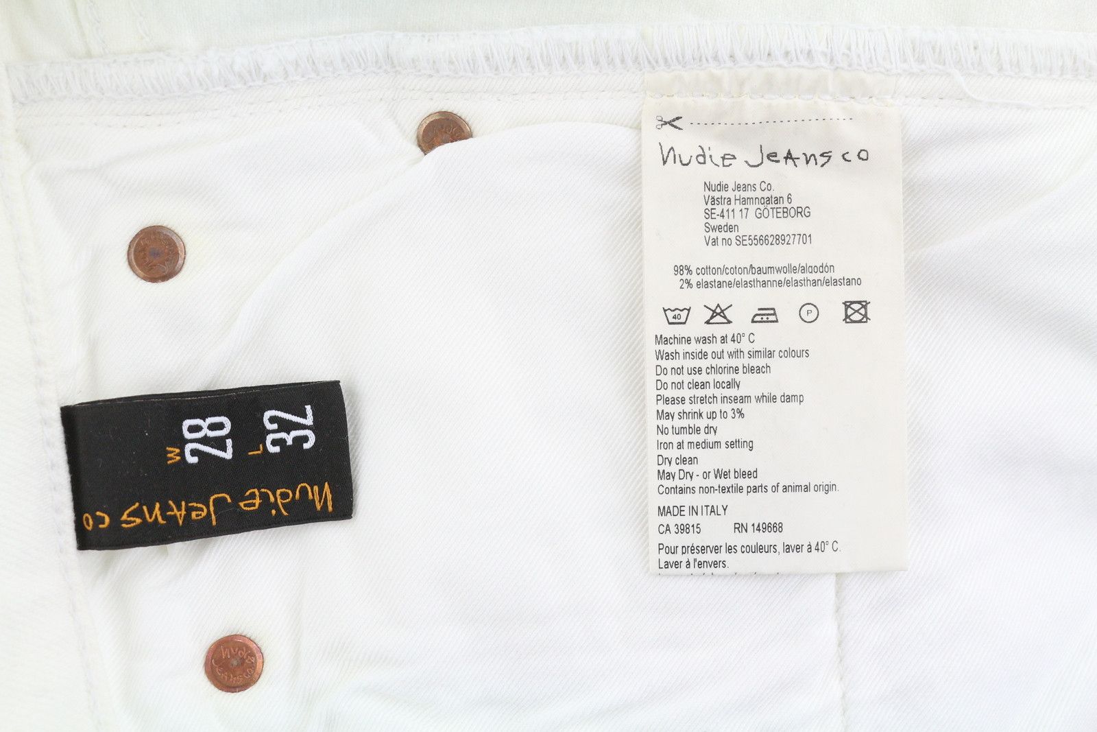 Nudie Jeans LONG JOHN WHITE W28/L32 Skinny Organic Jeans 87260 Size US 28 / EU 44 - 6 Thumbnail