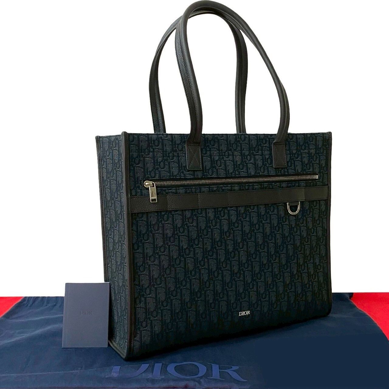 Dior Christian Dior Safari Oblique Canvas Leather Tote Bag Canvas Tote Bag in Black, Women's