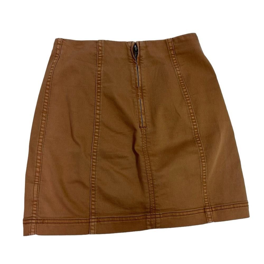 Free People Free People l Tan Denim Modern Femme Skirt Size 4 Size 27" / US 4 / IT 40 - 3 Thumbnail