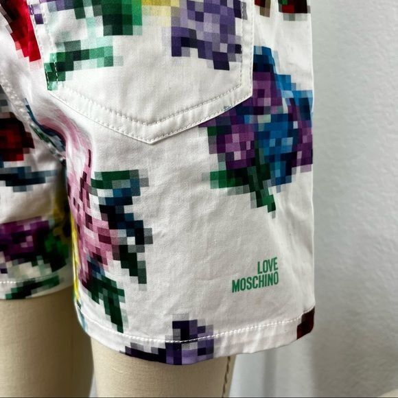 Love Moschino LOVE MOSHINO Pixelated Romper Floral Ruffle Playsuit Size 28" / US 6 / IT 42 - 9 Thumbnail