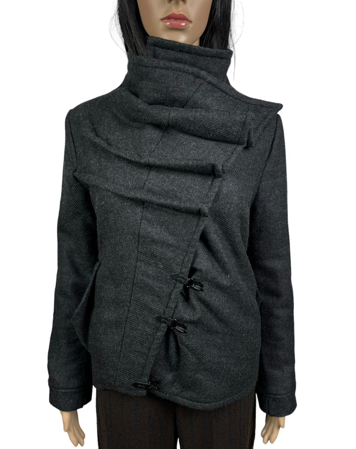 Designer Drina Marya Wool Jacket Avant Garde Asymmetrical Coat size S Size S / US 4 / IT 40 - 3 Thumbnail