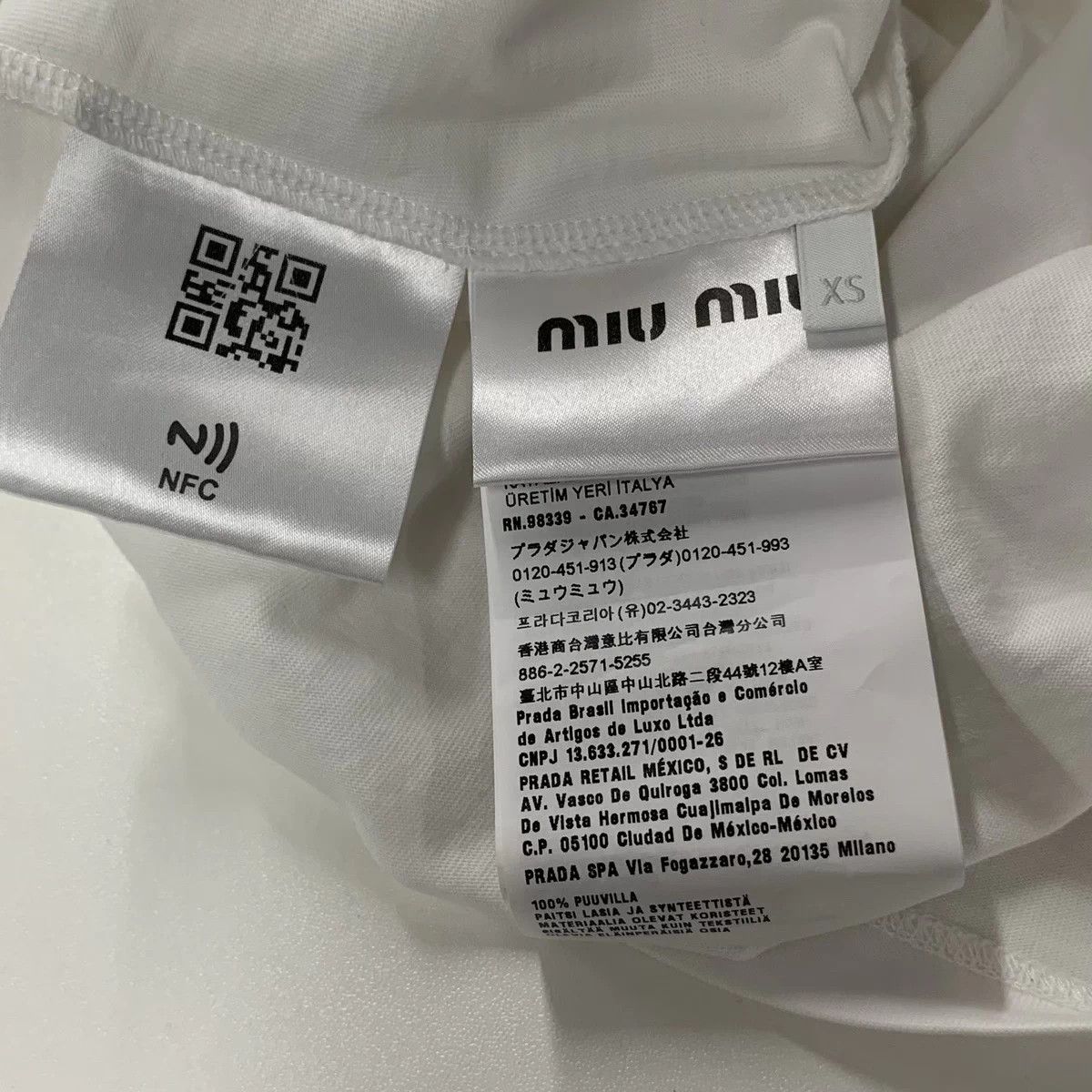 Miu Miu MIU MIU Crystal Short-Sleeve Shirt XS White Size XS / US 0-2 / IT 36-38 - 8 Thumbnail