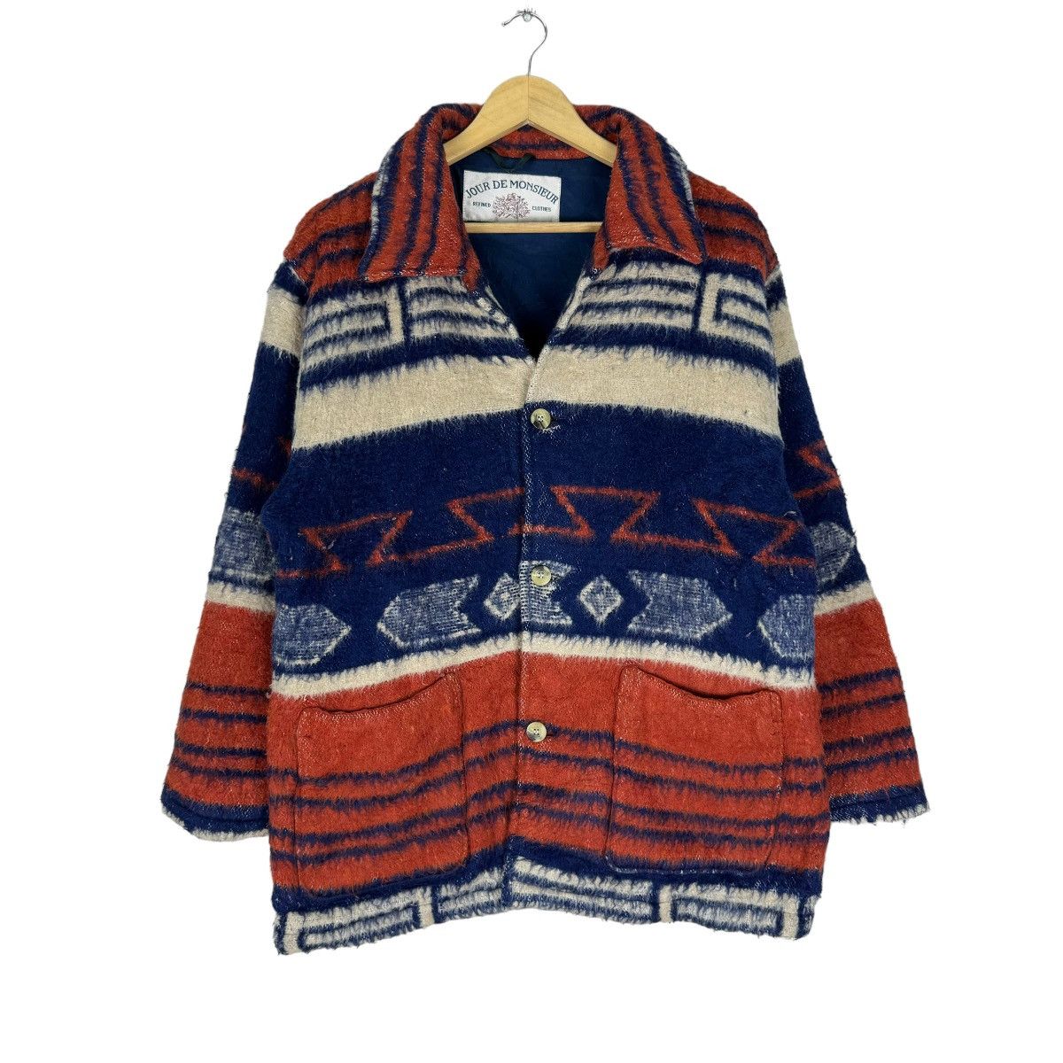 Designer × Japanese Brand × Vintage ☀️JOUR DE MONSIEUR MOHAIR WOOL BUTTON NATIVE JACKET Size US L / EU 52-54 / 3 - 1 Thumbnail