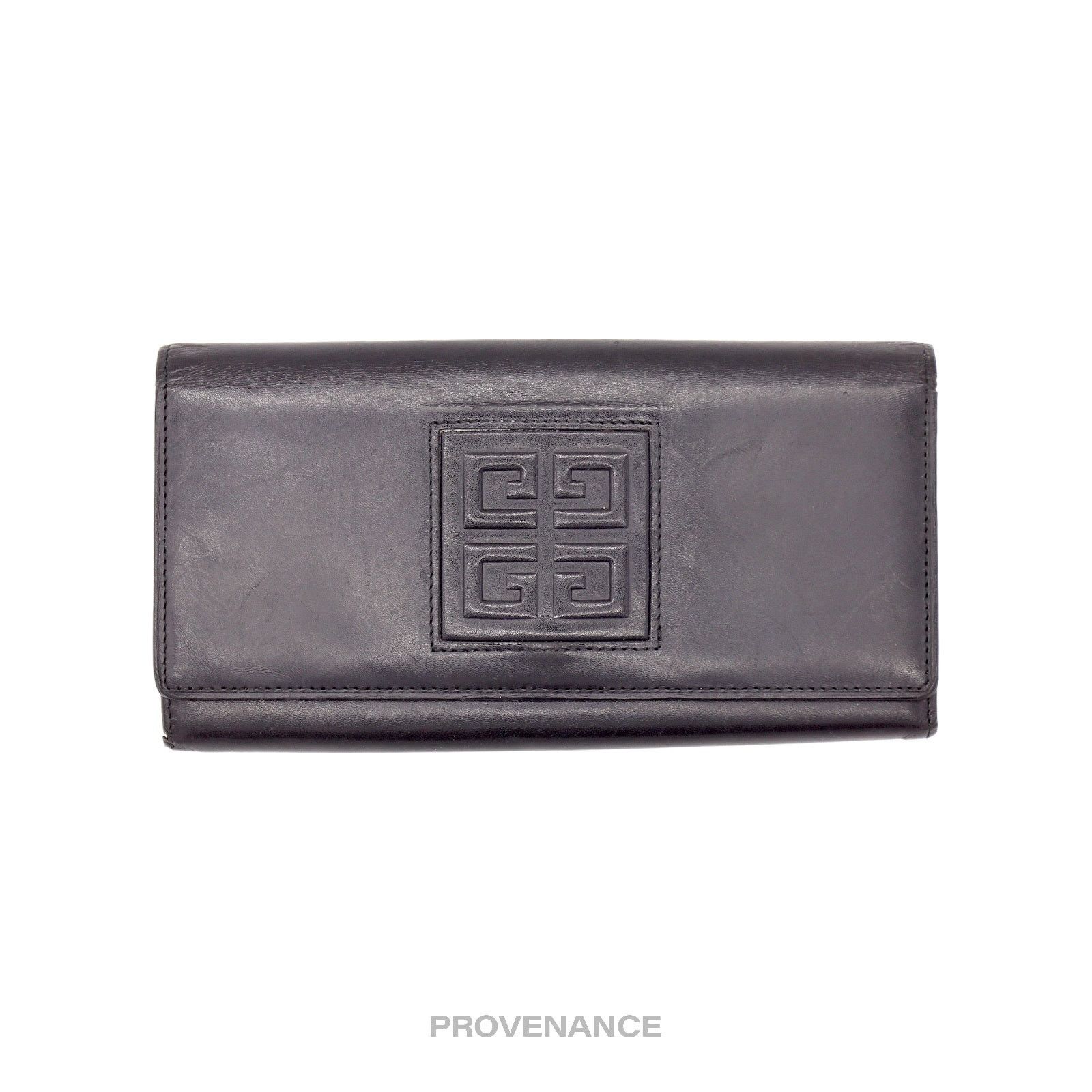 Givenchy 🔴 Givenchy Logo Snap Long Wallet - Black Leather Size ONE SIZE - 1 Thumbnail