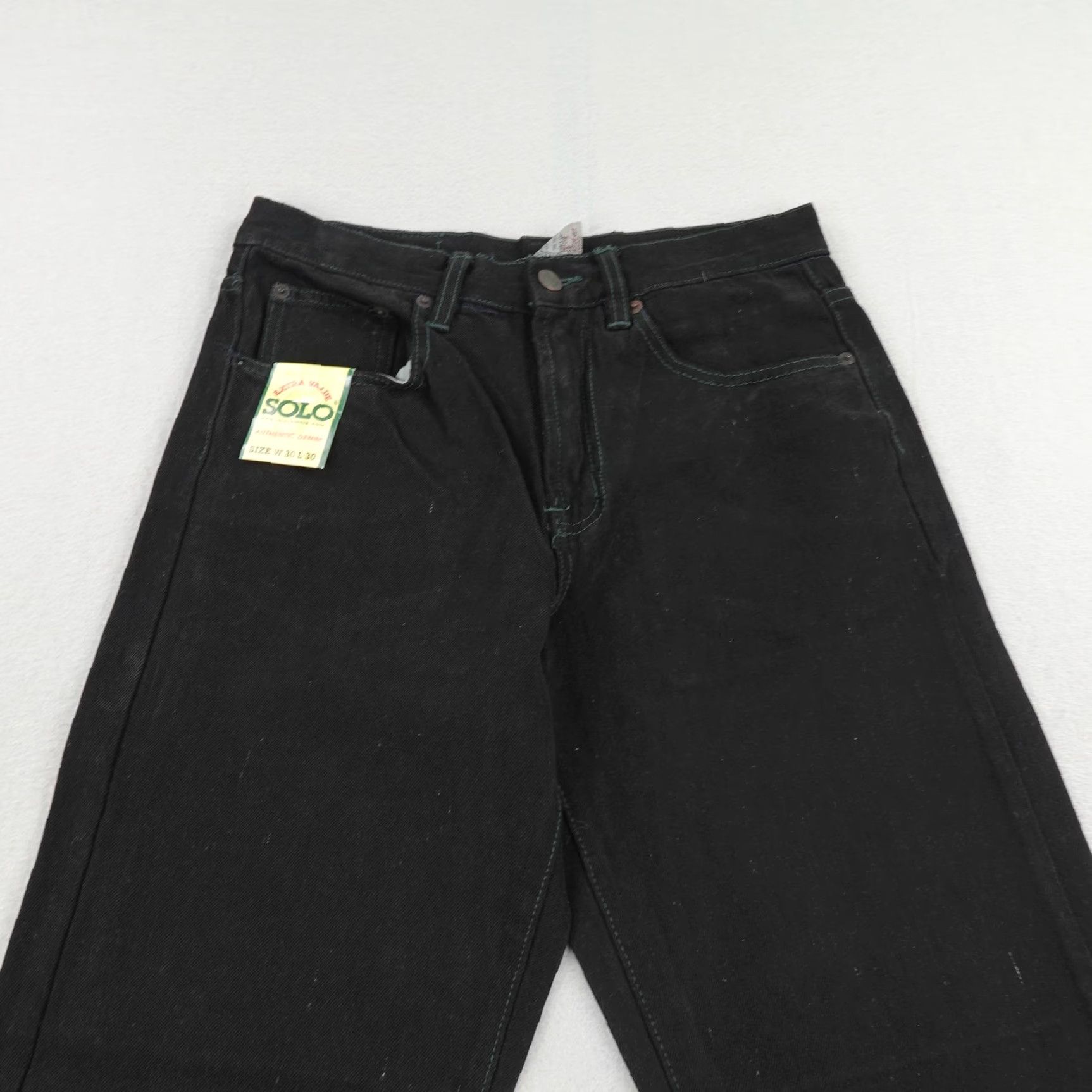 Vintage VINTAGE Solo Mens Jeans 30x30 Black Denim Straight Leg 90s Y2K Deadstock Cotton Size US 30 / EU 46 - 2 Thumbnail