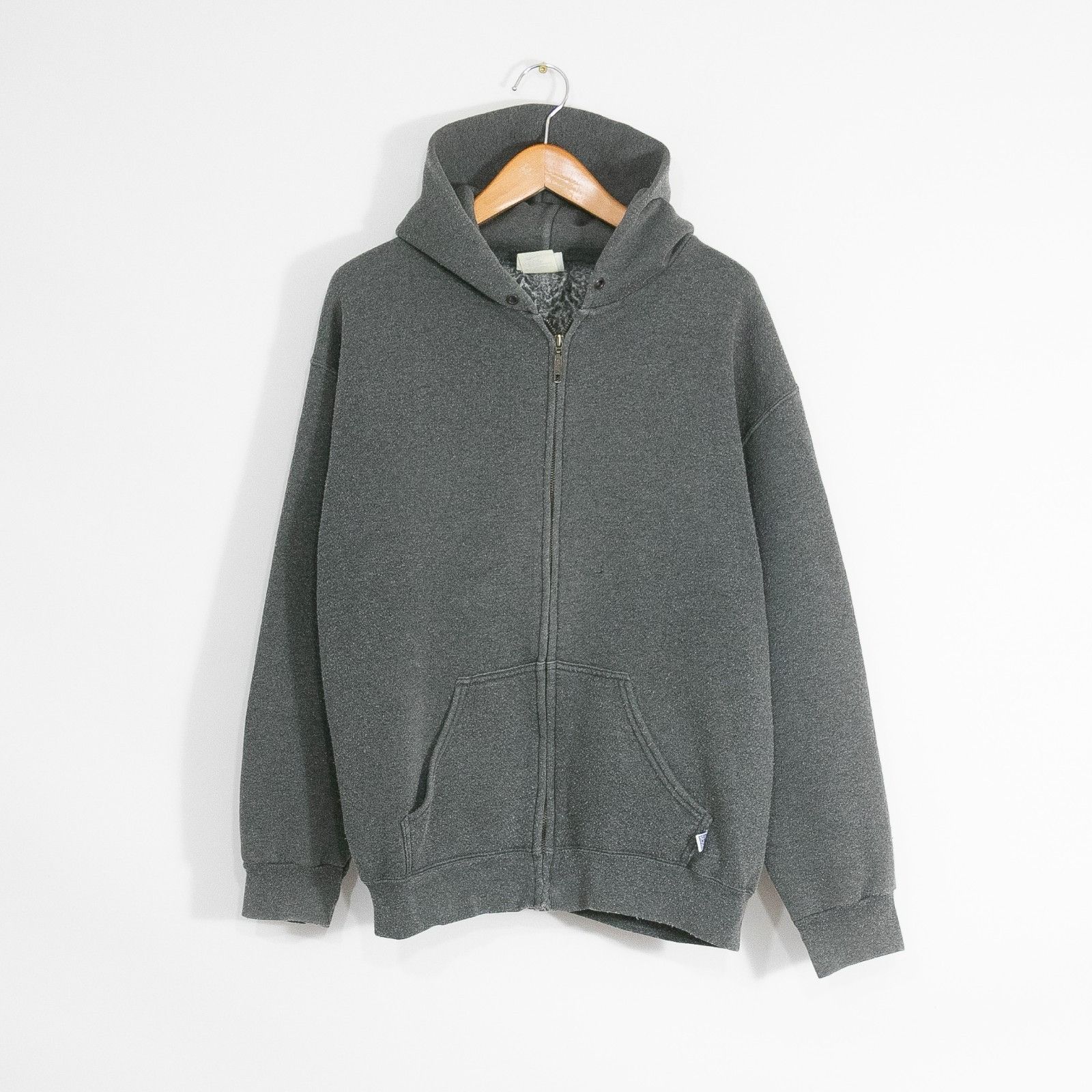 Tultex × Vintage 90s Light Gray Tultex Blank Essential Zip-Up 