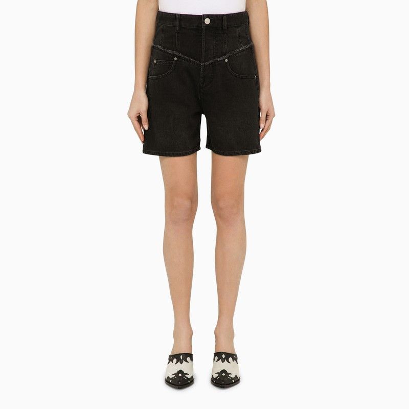 image of Isabel Marant Black Cotton Denim Shorts, Women's (Size 30)