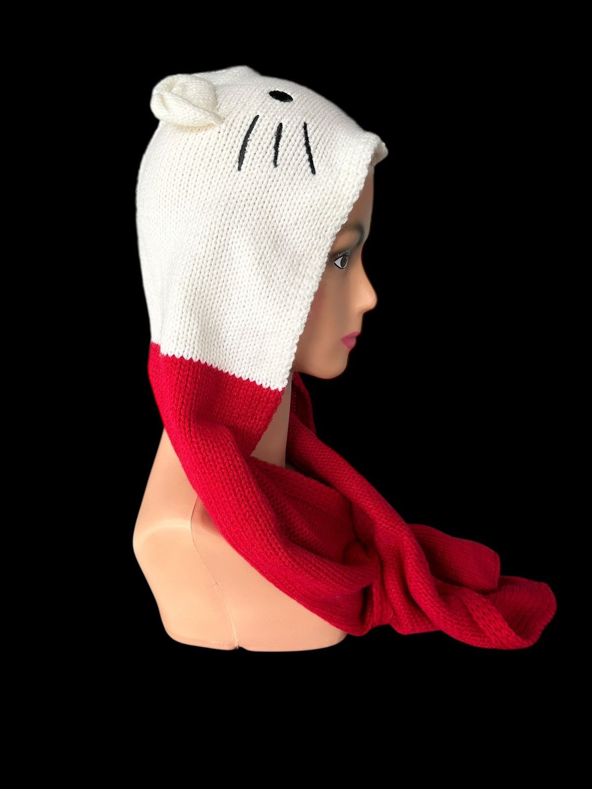 Anime Vintage Hello Kitty Scarf Beanie Hats knitt Rare Size ONE SIZE - 4 Thumbnail