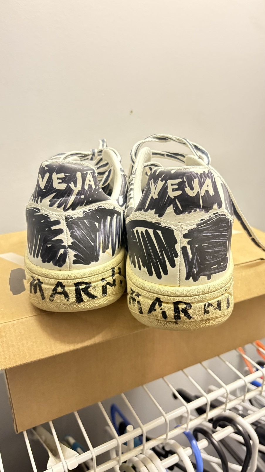 Marni × Veja Marni Black & White Veja Edition V-10 Sneakers Size US 11 / EU 44 - 3 Thumbnail