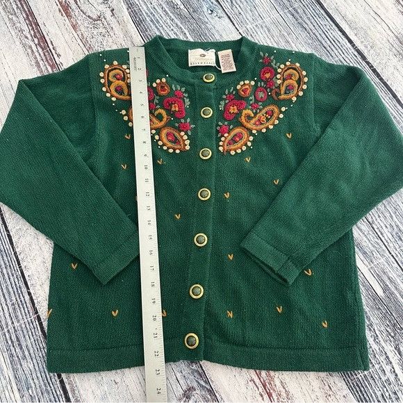 Worthington Vintage Worthington Green Cardigan with Fair Isle Floral Emb Size M / US 6-8 / IT 42-44 - 7 Thumbnail