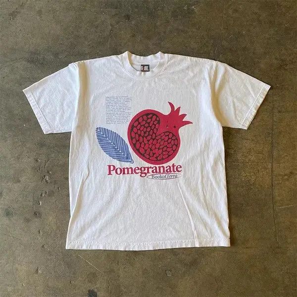 Japanese Brand Honjoh x Meifa White casual retro pomegranate print tee Size US M / EU 48-50 / 2 - 1 Thumbnail