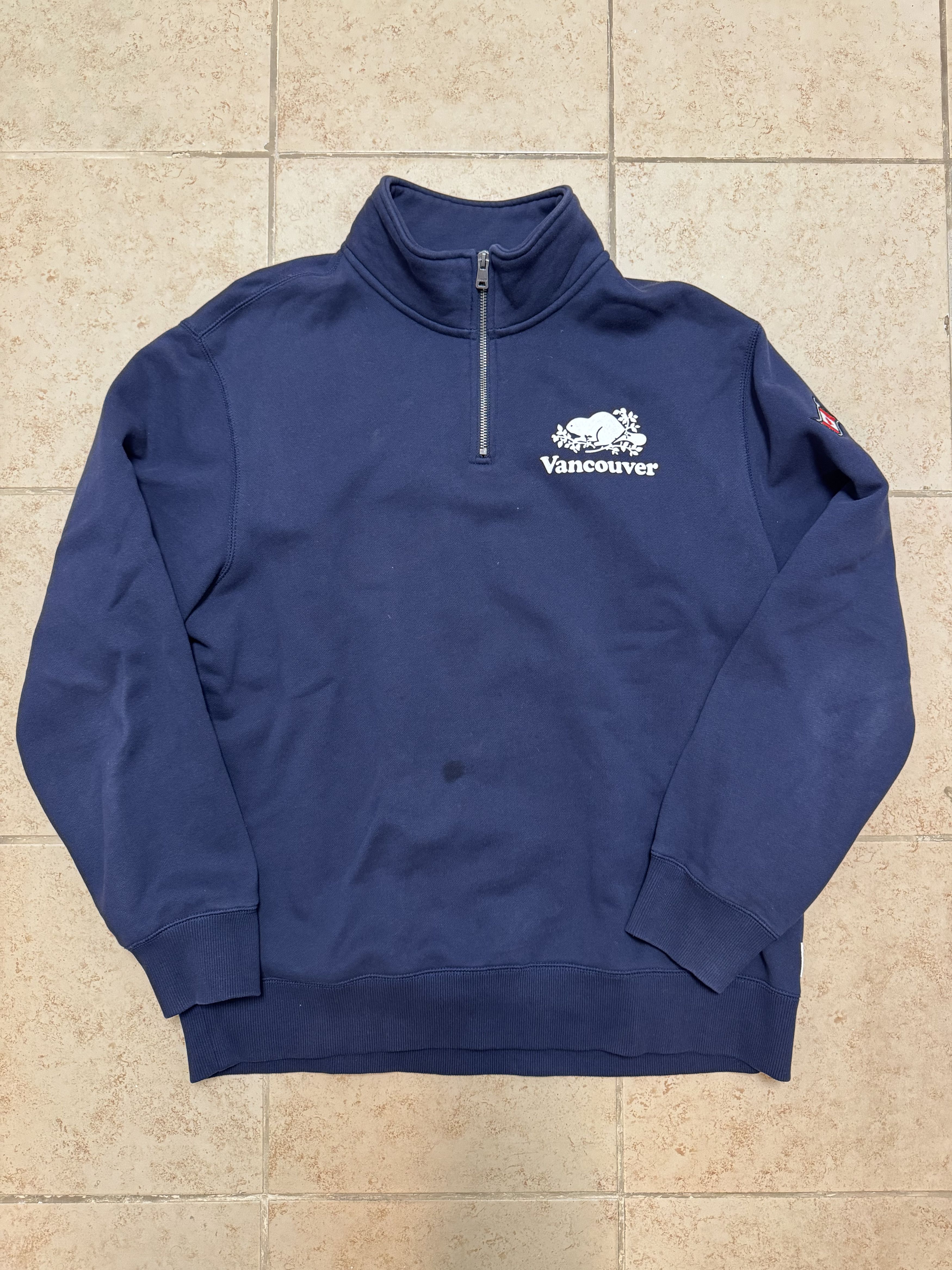 Roots Roots Vancouver Canada Quarter Zip Sweatshirt Blue Fleece L Size US L / EU 52-54 / 3 - 1 Thumbnail
