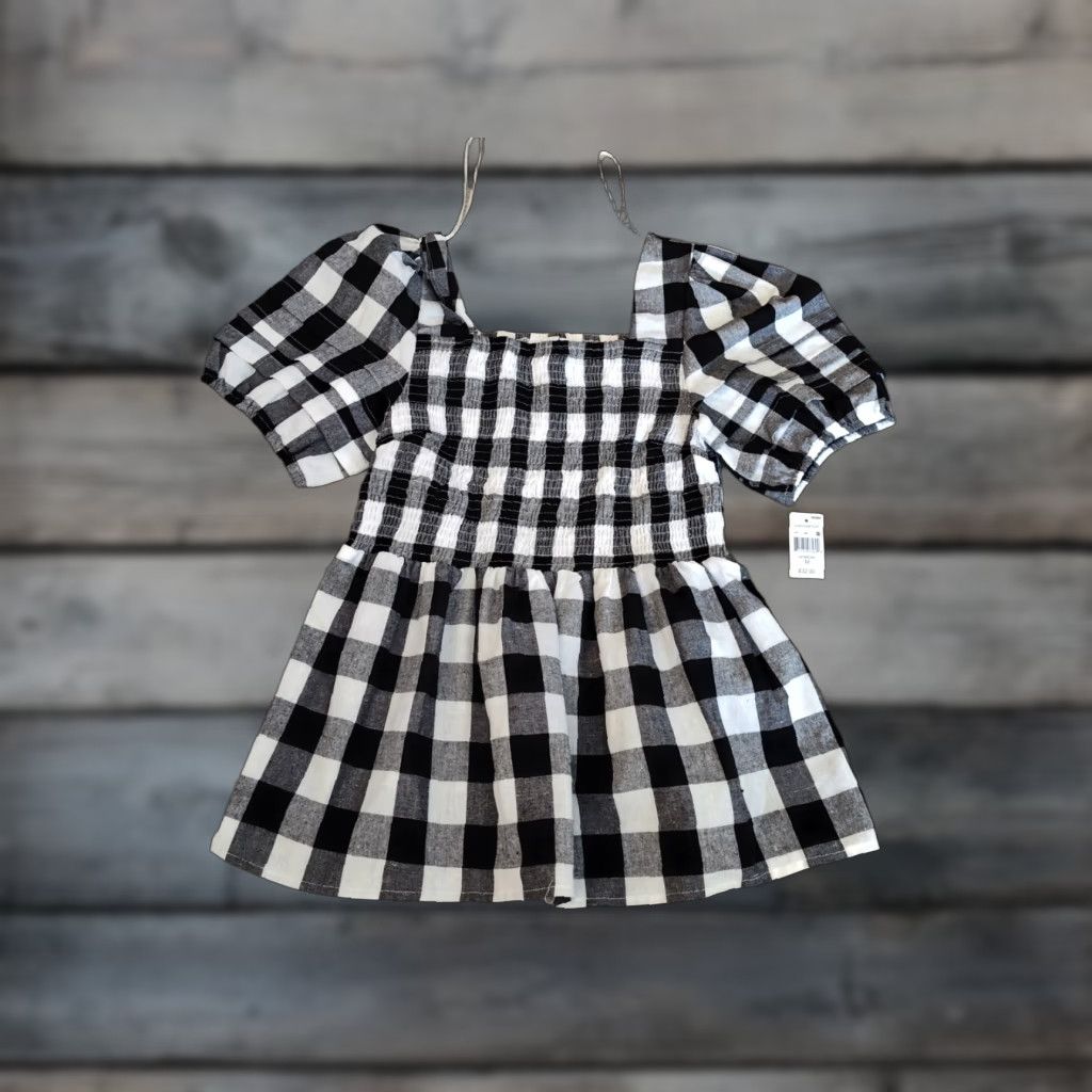Vintage Grace+Karma Top Womens M Gingham Top Smocked Puff Sleeve Checker Plaid NWT Size M / US 6-8 / IT 42-44 - 1 Thumbnail