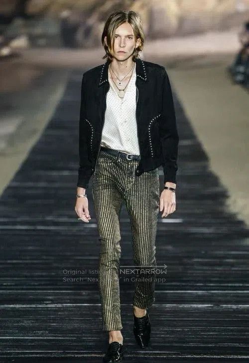 Saint Laurent Paris Saint Laurent Paris Black and gold striped denim pants siz Size US 28 / EU 44 - 1 Thumbnail