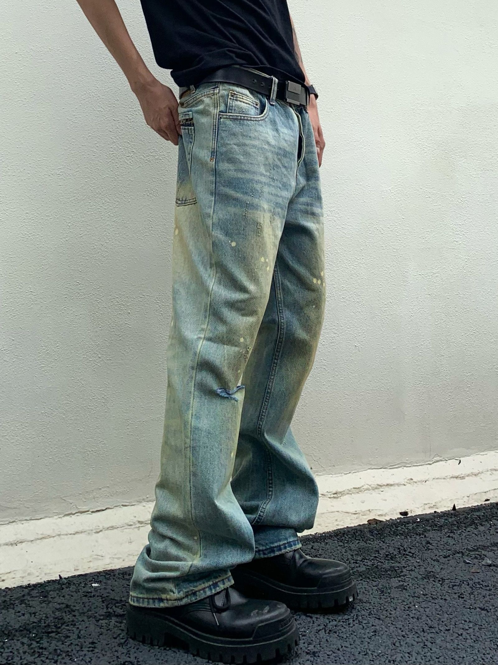Fat Tokyo damaged faded paint grunge flared jeans Size US 28 / EU 44 - 5 Thumbnail