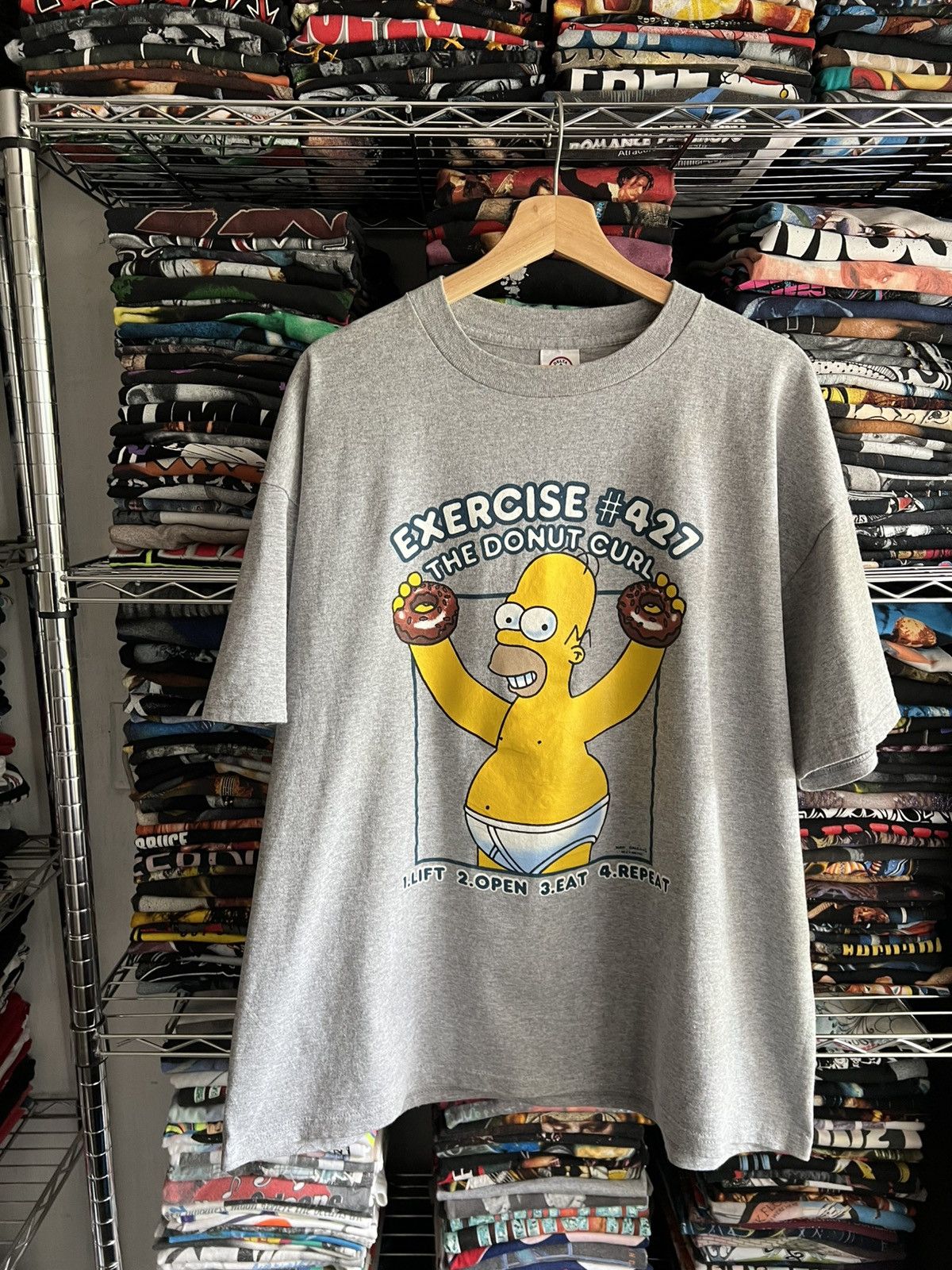 Fox Racing 2002 Homer Exercise Donut Curl Funny Humor Tee Size US XL / EU 56 / 4 - 1 Thumbnail