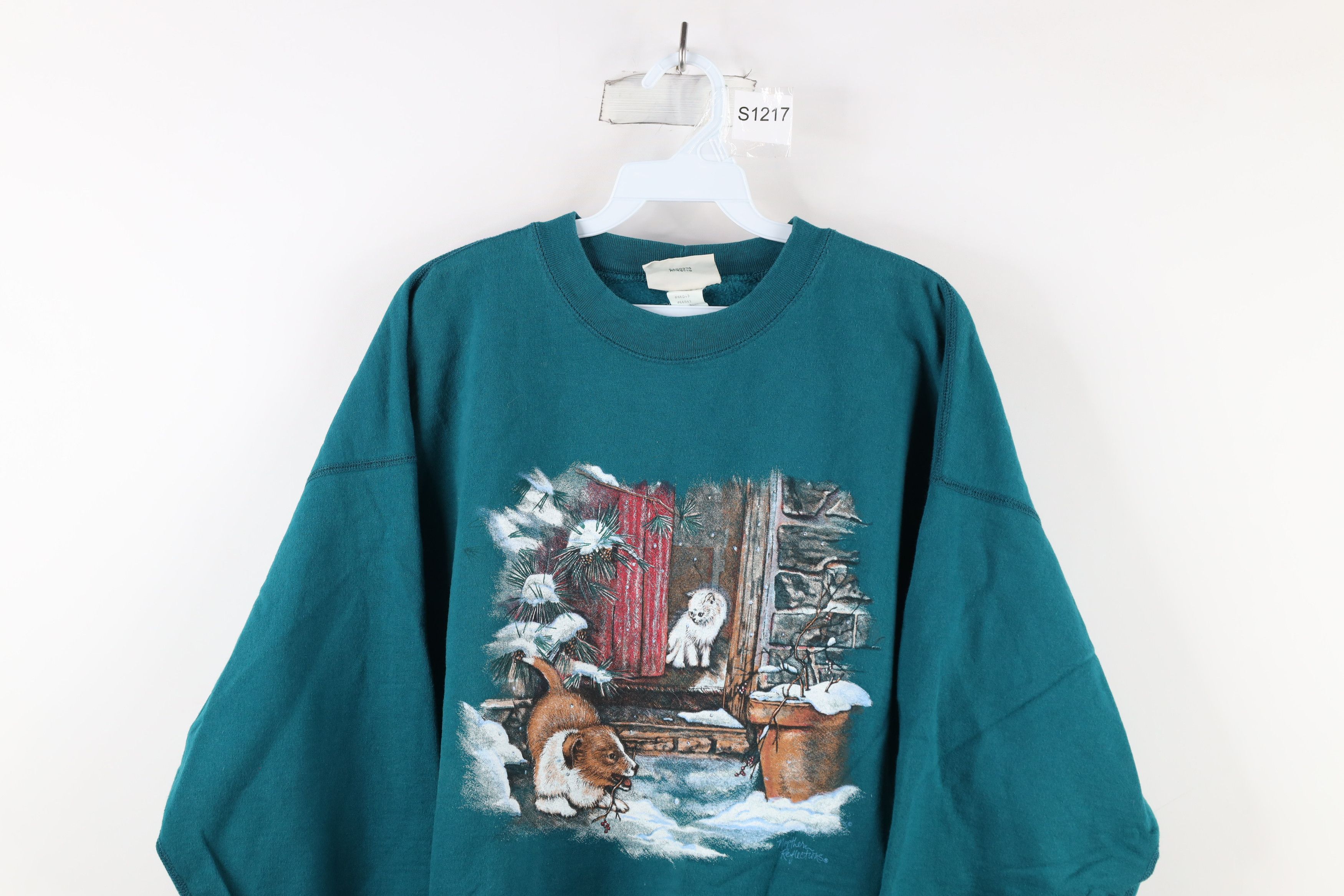 Vintage Vintage 90s Country Primitive Dog Cat Kitten Sweatshirt Size M / US 6-8 / IT 42-44 - 2 Thumbnail