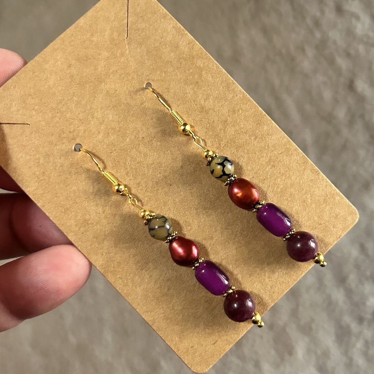 Handmade Handcrafted elegant genuine almandine garnet earrings Size ONE SIZE - 1 Thumbnail
