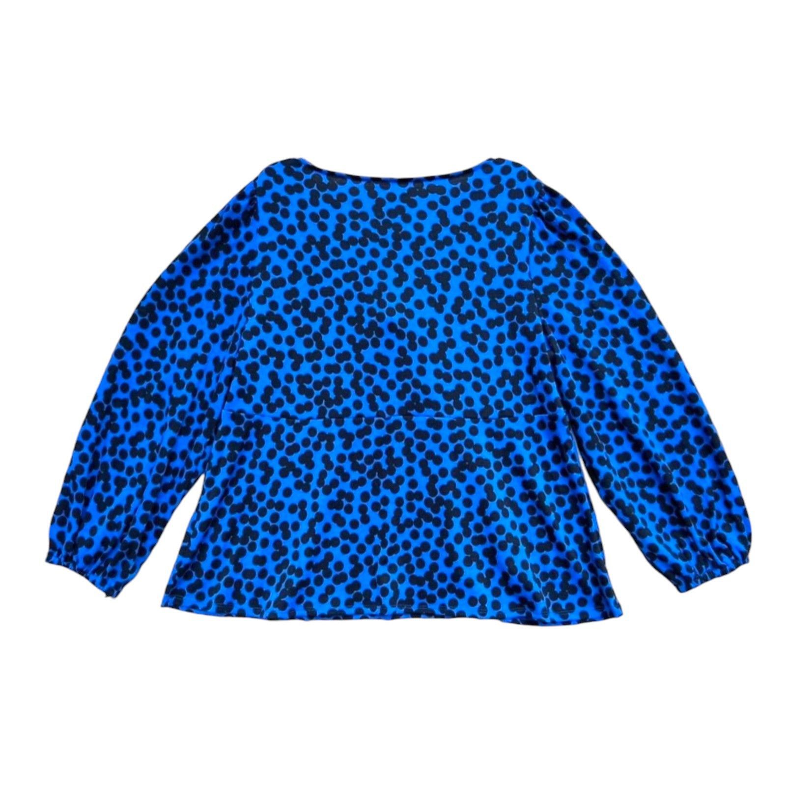 Other Ava & Viv - Women's Polka Dot Long Sleeve Blouse - Blue/Blac Size XXL / US 16-18 / IT 52-54 - 4 Thumbnail