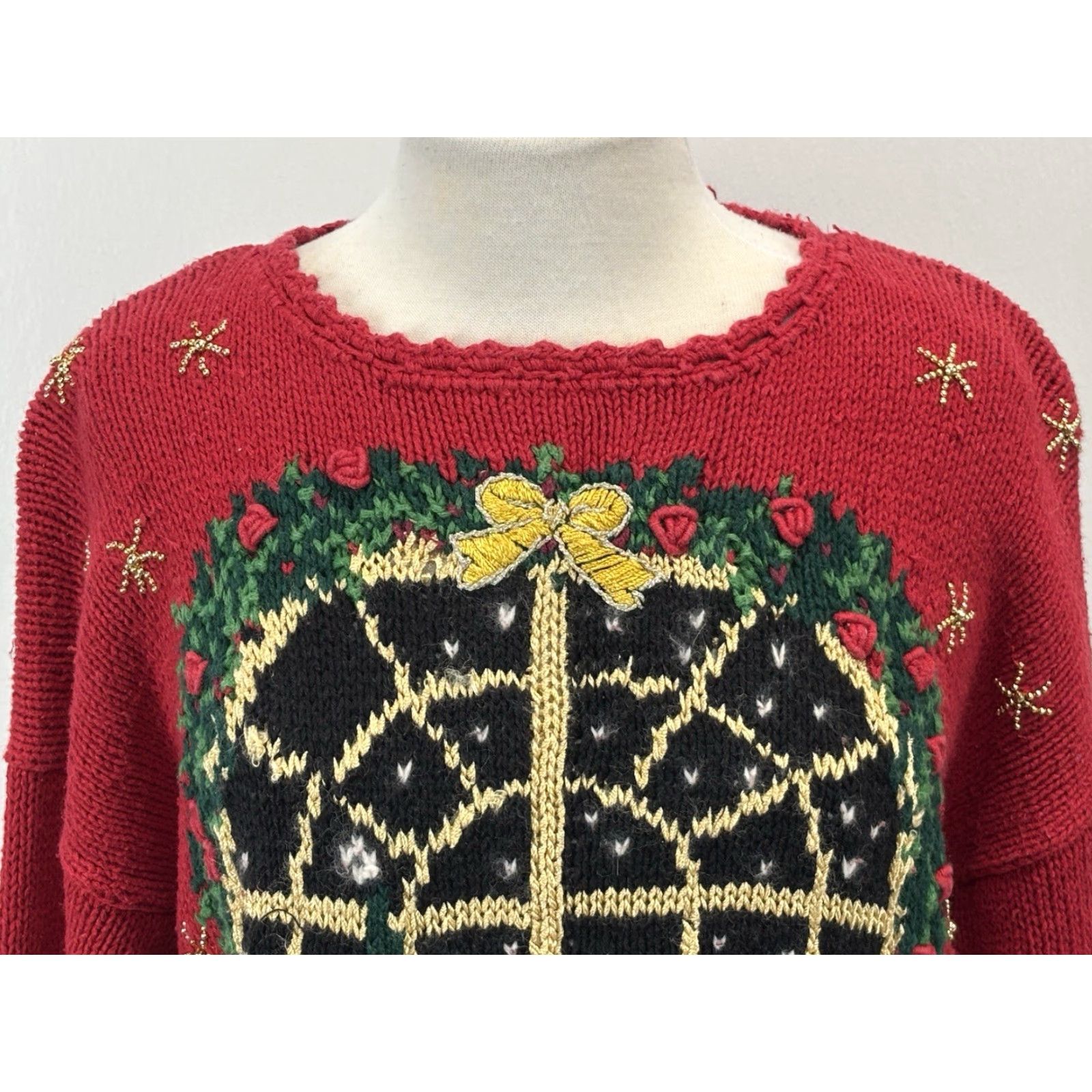 Vintage Vintage Tiara International Christmas Sweater Large Women’s Red Teddy Bear Beaded Size L / US 10 / IT 46 - 5 Thumbnail