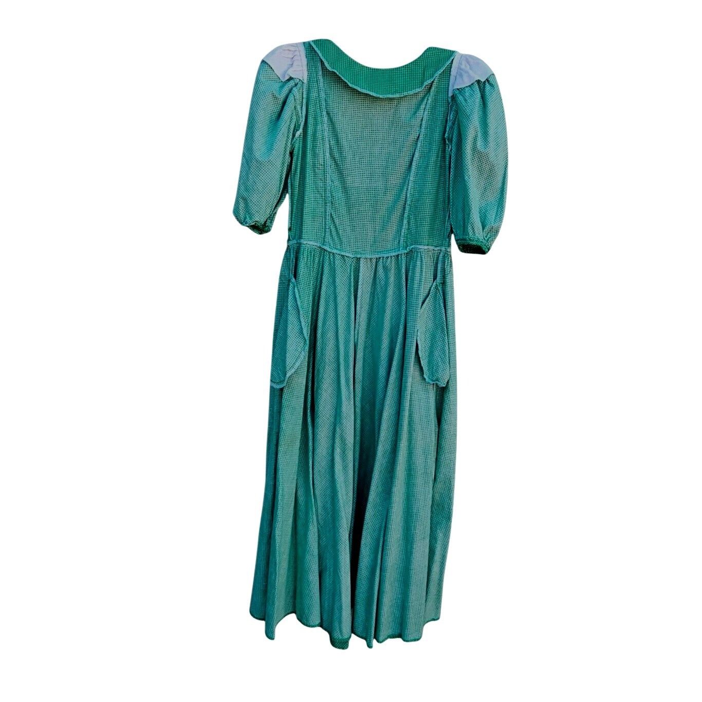 Vintage 1980s Belle France Kelly Green Prairie Dress Cotton Ruffle M Size S / US 4 / IT 40 - 12 Thumbnail