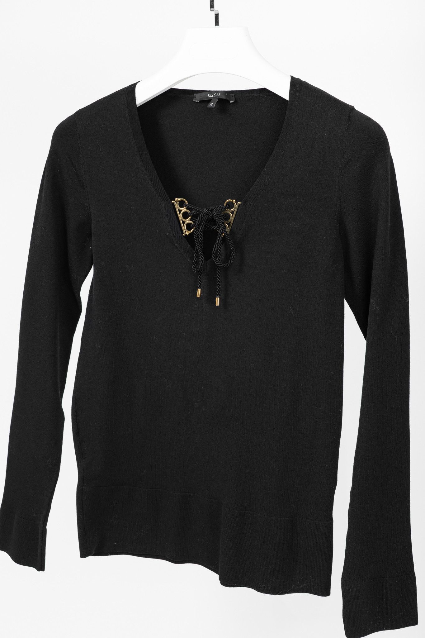 Gucci Gucci SS/11 Black Cotton-Blend Lace-Up Pullover Size M / US 6-8 / IT 42-44 - 3 Thumbnail