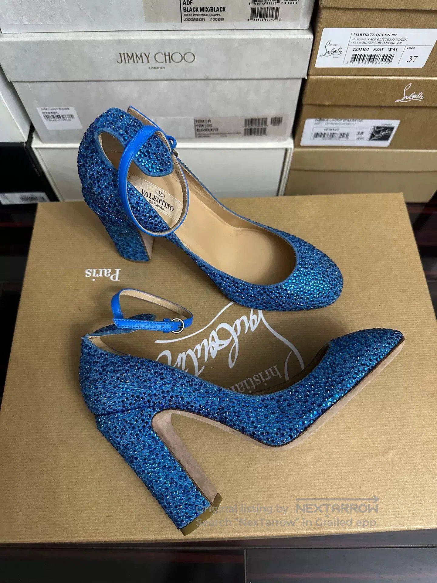 Valentino Valentino Blue Rhinestone High Heels. Size US 6 / IT 36 - 1 Thumbnail