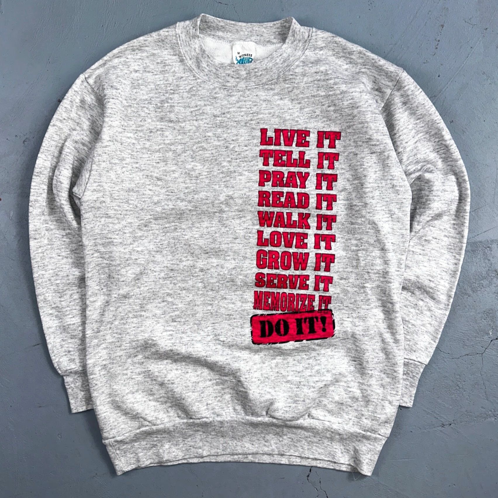 Vintage VINTAGE Witness Wear Sweatshirt Do It Gods Way 90s Gray Crewneck Long Sleeve Men's M 90s Graphic Print Jesus Prayer Love VTG Size US M / EU 48-50 / 2 - 2 Thumbnail
