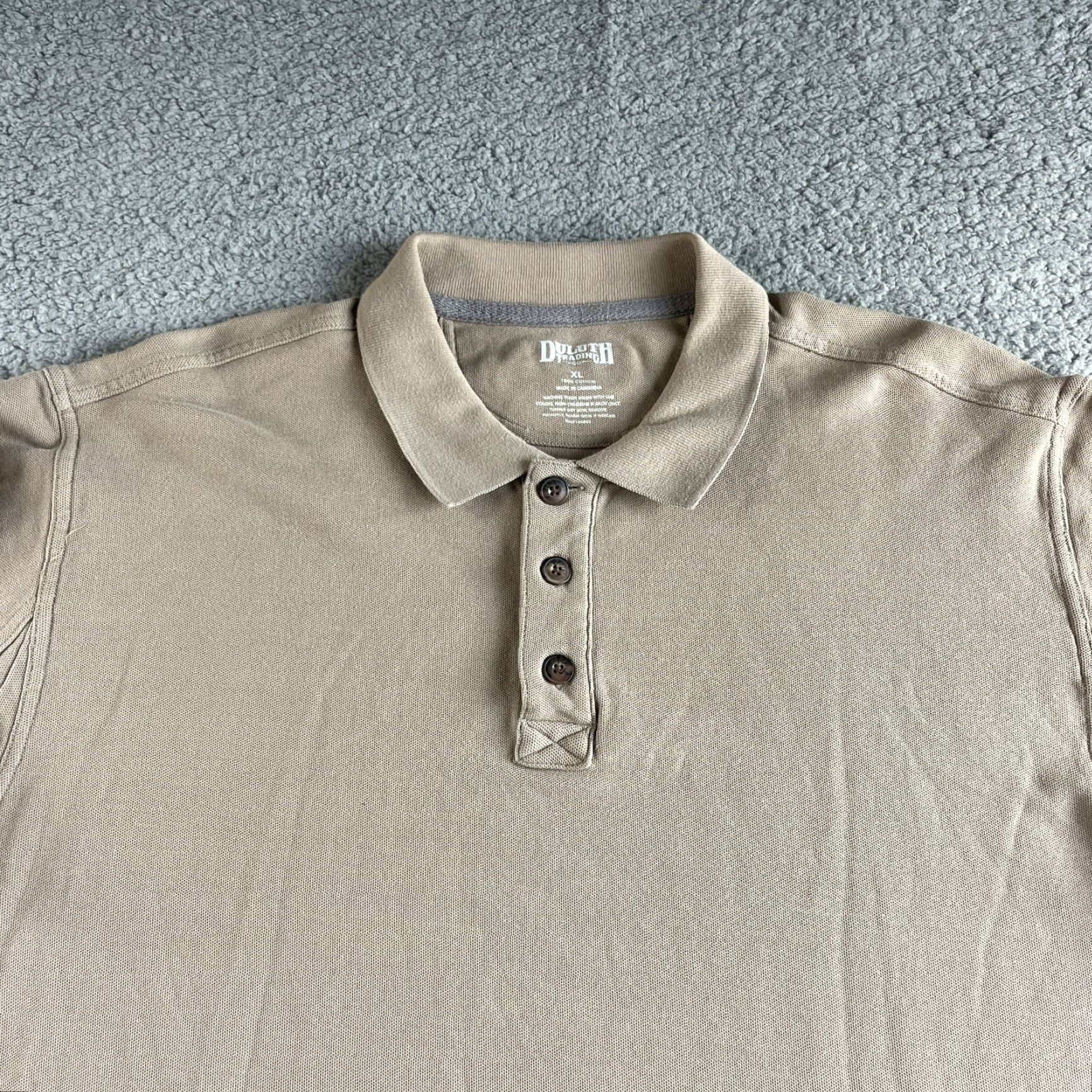 Vintage Duluth Polo Shirt Mens XL Beige Long Sleeve Cotton Knit All Seasons Breathable Heavyweight Casual Outdoor Golf Travel Workwear Size US XL / EU 56 / 4 - 2 Thumbnail