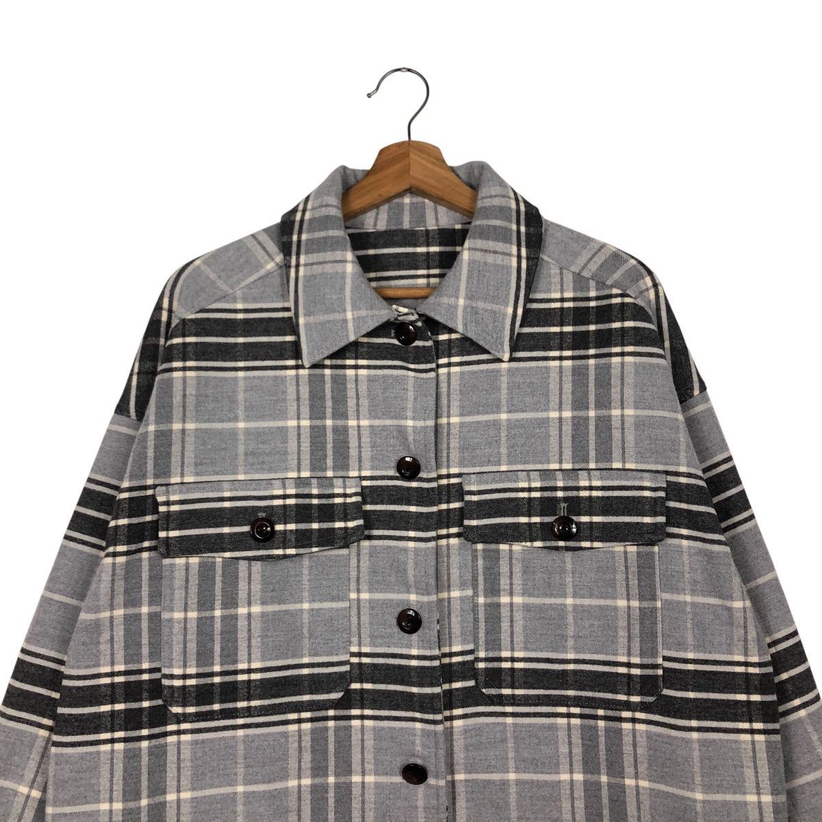 Japanese Brand × Vintage 📌Vintage Wool Button Jacket GU Japan Tartan Issey Miyake Size US L / EU 52-54 / 3 - 4 Thumbnail