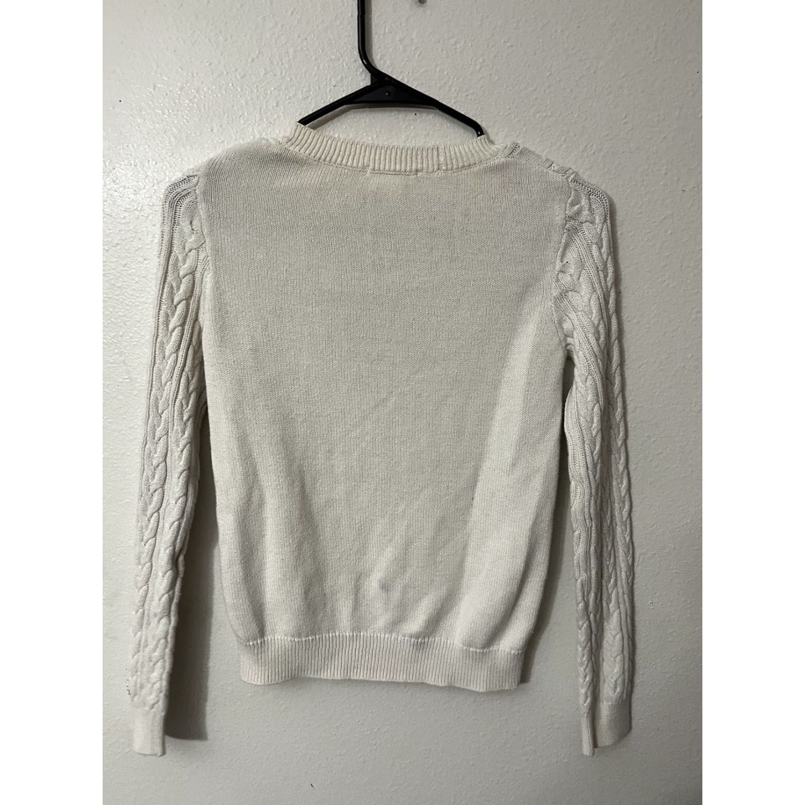 H&M H&M Ivory Knit Sweater XS White Cable Woman Solid Size XS / US 0-2 / IT 36-38 - 2 Thumbnail