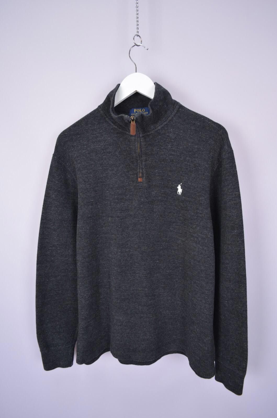 Polo Ralph Lauren Mens Polo Ralph Lauren Dark Grey 1/4 Zip Sweater Size M Size US M / EU 48-50 / 2 - 1 Thumbnail