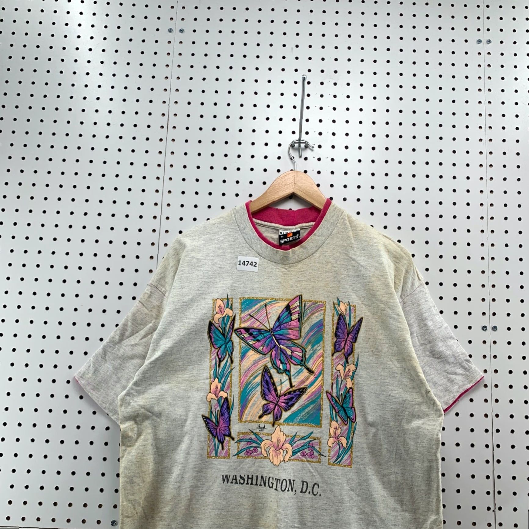 Pinko VINTAGE Signal Butterfly Shirt Washington DC Gray Pink Trim XL T-Shirt Unisex Adults Size US XL / EU 56 / 4 - 2 Thumbnail