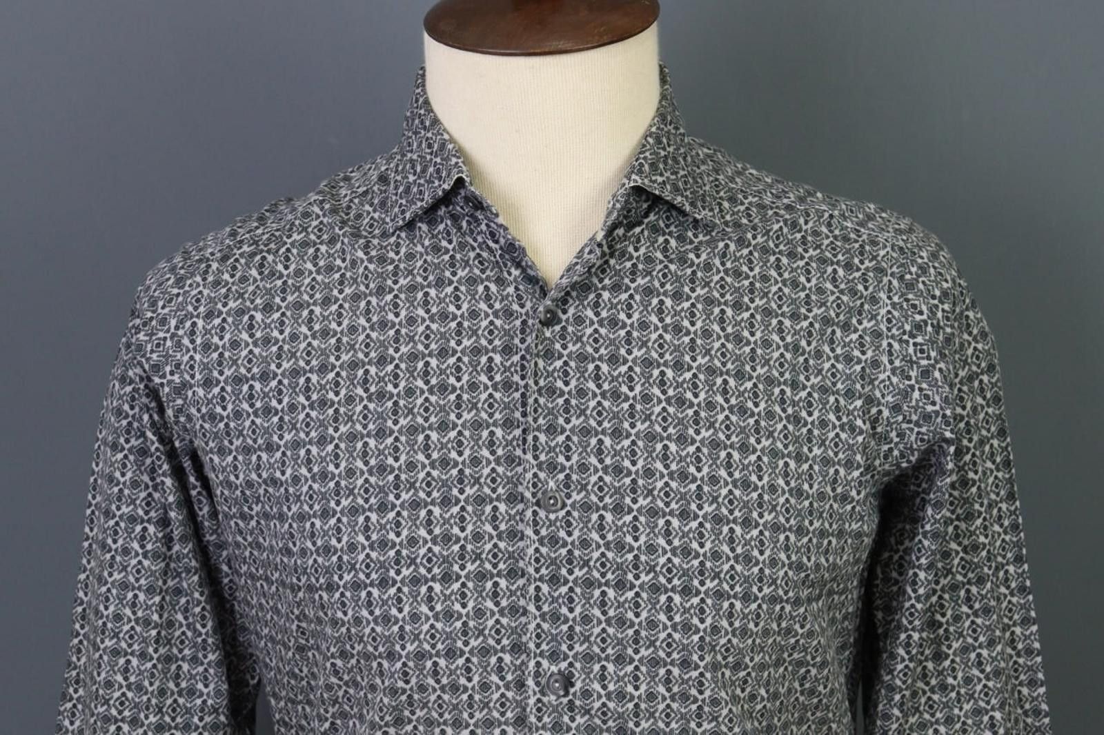 Designer Tintoria Mattei 954 Slim Luxury Printed Shirt Size 40 Size US M / EU 48-50 / 2 - 2 Thumbnail