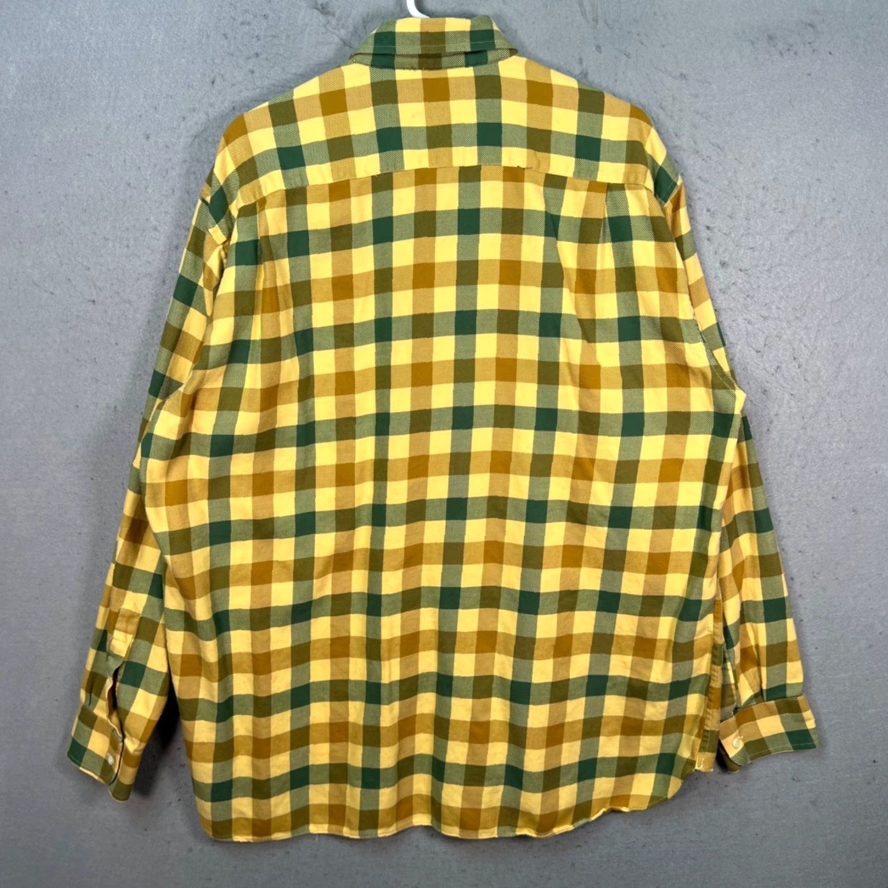 Bergdorf Goodman BERGDORF GOODMAN Mens Button-Up Shirt Plaid Cotton Flannel 2XL Yellow Green Long Sleeve Casual Shirt Mens Size US XXL / EU 58 / 5 - 2 Thumbnail