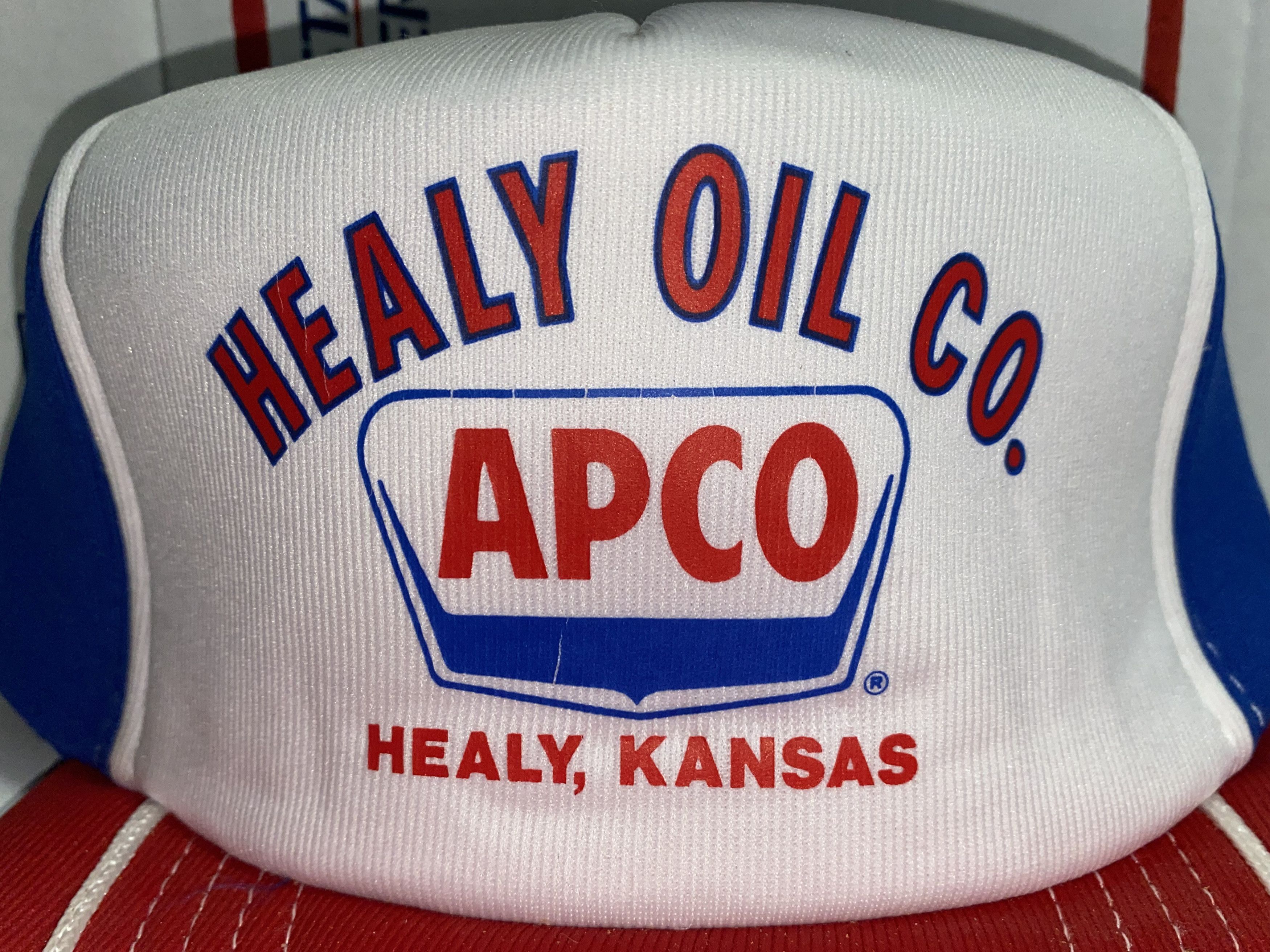 Vintage vtg FOAM Trucker Hat Cap kansas Healy OIL Co. APCO gas petro Size ONE SIZE - 2 Thumbnail