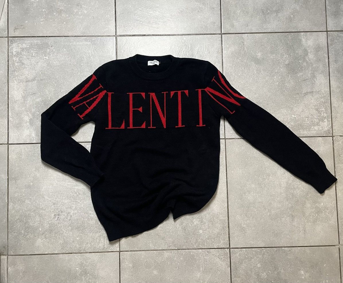 Valentino Valentino Black Logo Knit Crew-Neck Sweater Size US XL / EU 56 / 4 - 6 Thumbnail