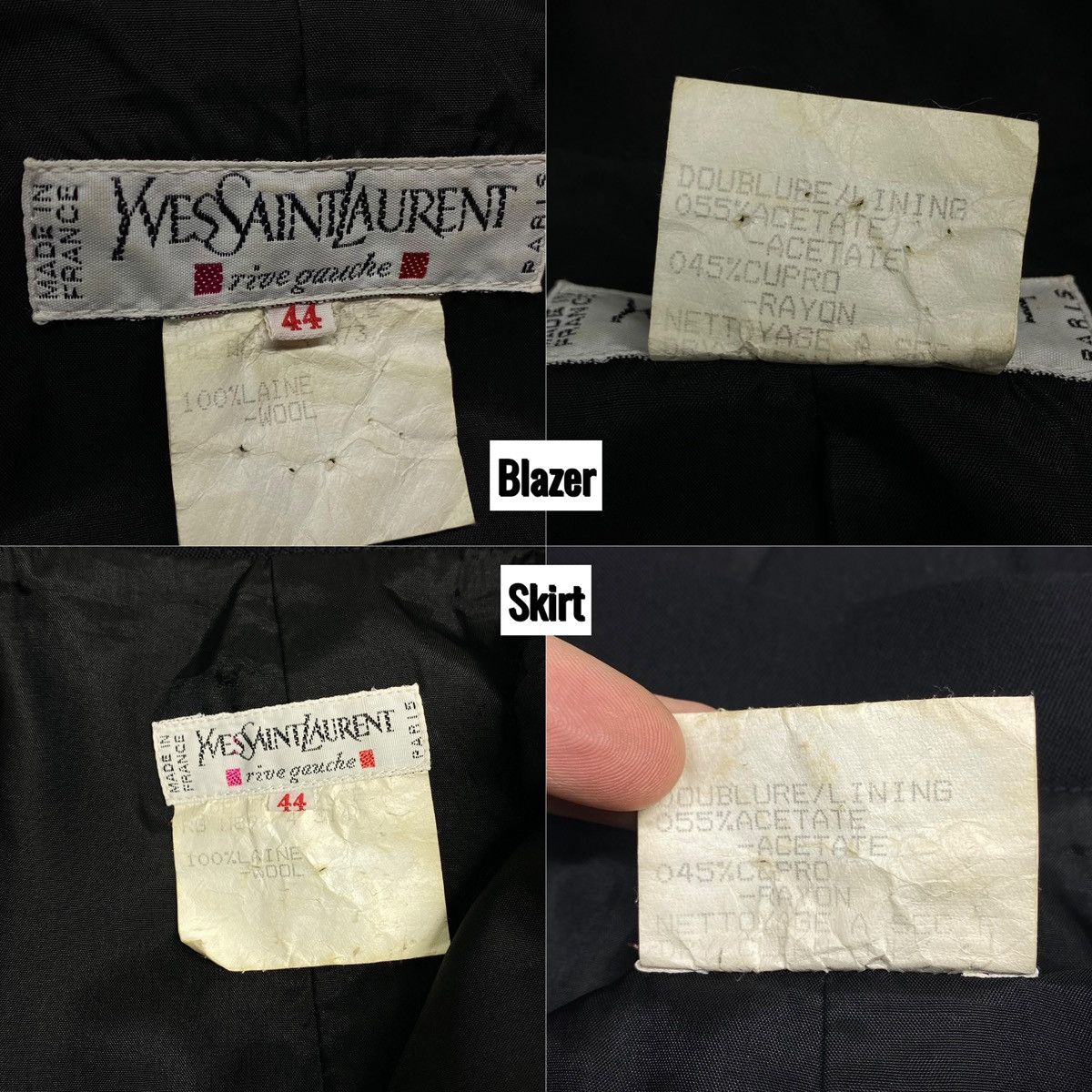 Yves Saint Laurent Vintage 90s Yves Saint Laurent Tuxedo Crop Jacket & Skirt Size L / US 10 / IT 46 - 23 Thumbnail
