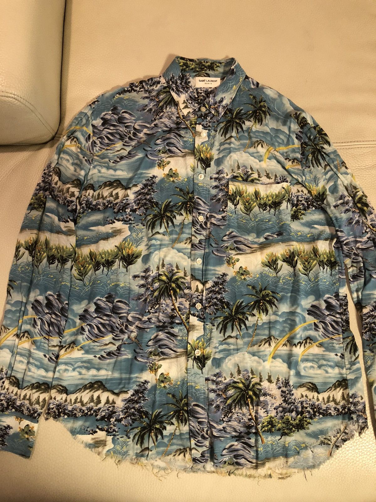 Saint Laurent Paris Saint Laurent ss16 raw hem Hawaiian shirt hedi surf sound Size US XL / EU 56 / 4 - 1 Thumbnail