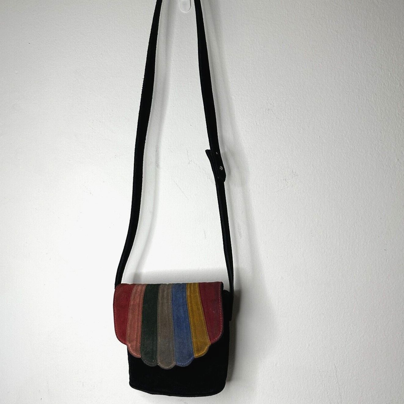 Other Cab Blanche Shell Black Suede RainbowFold Crossbody Purse Size ONE SIZE - 2 Thumbnail